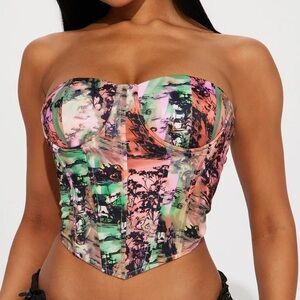 Colorful Strapless Bustier Top large nwt